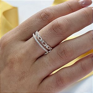 Anel Duplo Elos Com Zircônias -MA223-2972