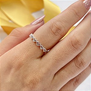 Anel Coração Laranja c/ Zircônias - Prata 925 - MA224-2050