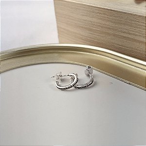 Brinco Meia Argola Cravejada - Prata 925 - MB843-1845
