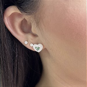 Brinco Coração Cravejado - Prata 925 - MB849-3280