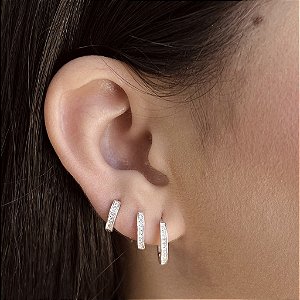 Trio de Argolas Cravejadas - Prata 925 - MB852-70175