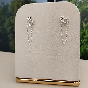 Brinco Duplo Com Corrente- Prata 925 -MB858-1640