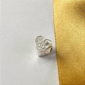 Berloque Separador Coração Aparecida C/ Ponto de Luz - Prata 925- BL224-2152