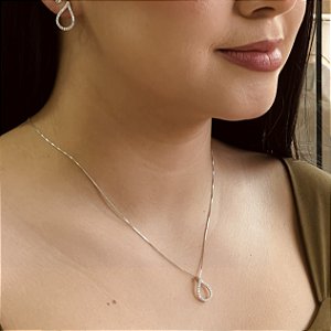 Conjunto Gota Cravejado - Prata 925 -MCJ90-69172