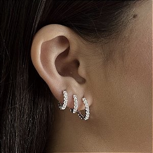 Trio de Argolas Cravejadas - Prata 925 -MB862-79197