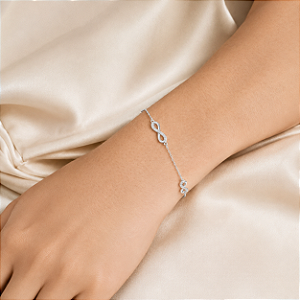 Pulseira com Infinitos Cravejados - Prata 925 - MP453-2766