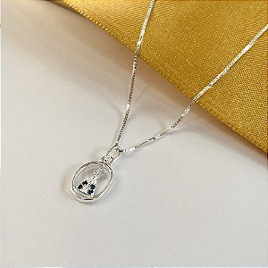 Gargantilha N.S Aparecida Com Zircônias - Prata 925