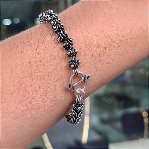 Pulseira de Bali Pikun Prata 925 cor Envelhecida - 18cm - MP470-169390