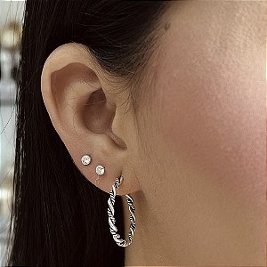 Argola Bali Fio Torcido - 25mm - Prata 925 -MB874-3785