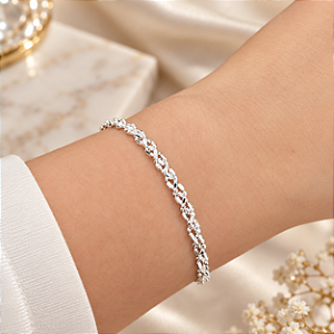 Pulseira Trançada Diamantada - Prata 925 - MP480-44110