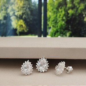 Conjunto Pedra Cristal Cravejada - Prata 925 - MCJ97-45114