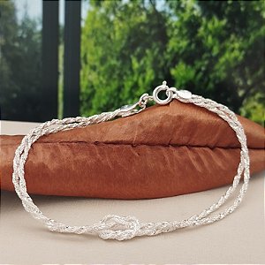 Pulseira Cordão Baiano Dupla Com Nó - Prata 925 -MP487-4098