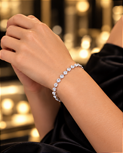 Pulseira Cravejada Com Swarovski - Prata 925 -MP493-117292