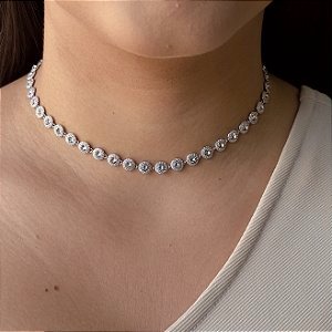 Gargantilha Luxo Cravejados Com Swarovski - Prata 925 -MC617-289699