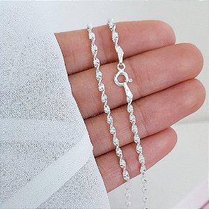 Gargantilha Laminada Fio Torcido-Prata 925- 45cm -MC630-48120