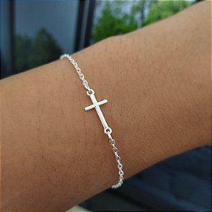 Pulseira com Crucifixo -Prata 925 - 19cm -MP508-1436