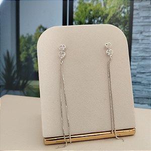 Brinco Coração com Correntinha - Prata 925- MB900-2154