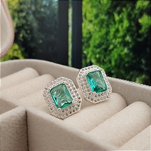 Brinco Cravejado Com Pedra Verde -Prata 925 - MB902-65160