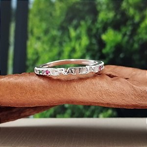 Anel Gratidão Com Zircônias - Prata 925 -MA238-2255