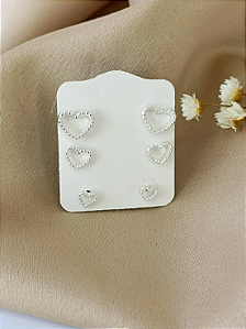 Trio Coração Trabalhada- Prata 925 -MB903-3068