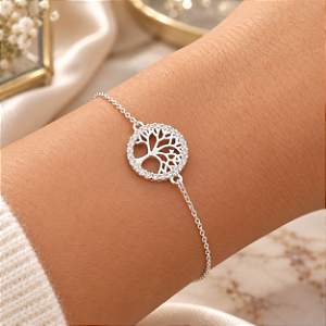Pulseira Arvore da Vida Cravejado Com Zircônias - Prata 925 -MP512-2255