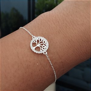 Pulseira Arvore da Vida Cravejado Com Zircônias - Prata 925 -MP512-2255