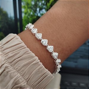 Pulseira Coração Cravejada Com Swarovski - Prata 925 - MP514-330