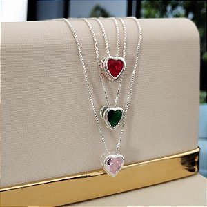 Gargantilha Coração Embutido -Prata 925 - MC642-2367