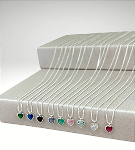 Gargantilha Ponto de Luz Coração Color - Prata 925 -MC649-3270