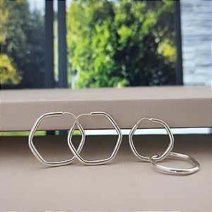 Dupla De Argolas Lisa Geométrica -Prata 925 -MB916-1230