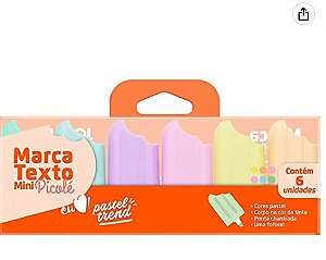 Kit Mini Marca Texto Picolé Jocar Office - 6 Cores Pasteis