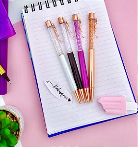 Caneta Esferográfica Flower Lux Tinta azul