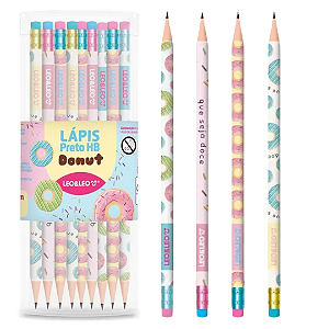 Lápis Hb com Borracha Donuts - TUBO 72 UND - LEO E LEO