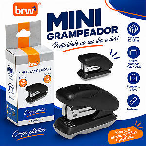 Grampeador Mini PRETO PARA 12FLS  - UND - BRW