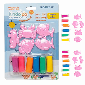 Kit Massinha de Modelar FUNDO DO MAR - BLISTER C/ 6 CORES - LEO E LEO