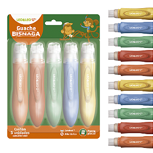 Guache Bisnaga PONTA PINCEL - BLISTER C/ 5 UND 25 ML - LEO E LEO