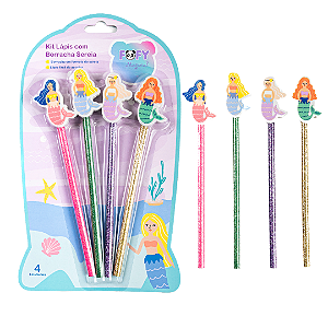 Kit lápis com Borracha SEREIA  - FOFY