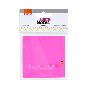 Bloco Smart Notes ELETROSTATICO 76X76MM - NEON (RS, AM E VD) - 30 FLS - BLISTER C/ 1 BLOCO - BRW