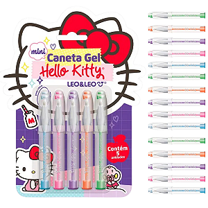 Caneta Esferográfica mini HELLO KITTY 1.0 COLORIDA - BLISTER C/ 5 UND -  LEO E LEO