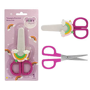 Tesoura escolar  ARCOIRIS - UND  - FOFY