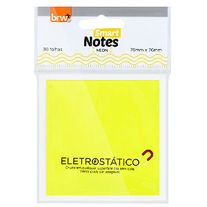 Bloco eletrostático Smart Notes  76X76MM - AMARELO NEON - 30 FLS - BRW