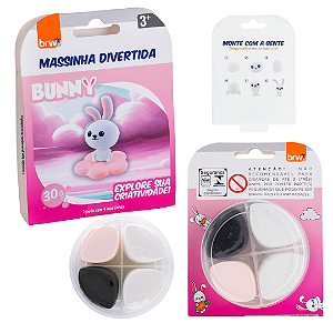 Massinha de modelar - BUNNY - 3 CORES - BLISTER C/ 1 POTE - BRW