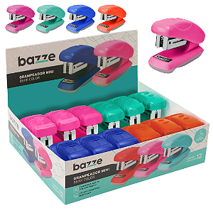 Grampeador mini Colorido - CAIXA 12UND - BAZZE