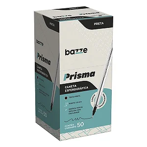 Caneta Esferográfica PRISMA 1.0 PRETO - CX 50UND - BAZZE