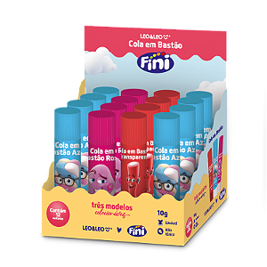 Cola bastão colorida 10 gr FINI - DISPLAY 12 UND CORES SORTIDAS - LEO e LEO