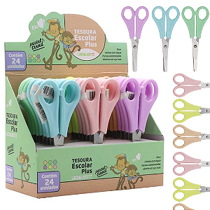 Tesoura Escolar Plus Pastel Trend -  DISPLAY C/24 UND - LEO E LEO