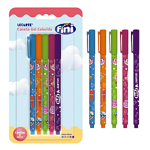 Caneta Gel Corpo estampado  0.6 FINI - BLISTER C/ 5 UND - LEO E LEO