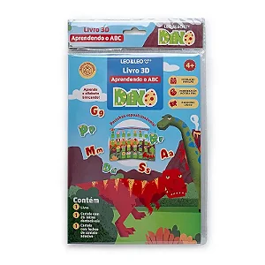 Livro 3D Aprendendo o Abecedário com o DINO - OPPBAG C/ 1 LIVRO + CARTELA - LEO E LEO