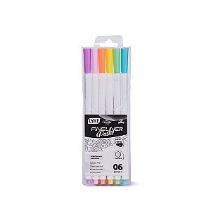 Caneta Marcador FINELINER  0.4MM - 6 CORES PASTEL - LYKE