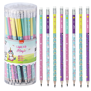 Lápis HB - ESTAMPADO MAGIC - C/ BORRACHA - POTE C/ 72UND - BRW